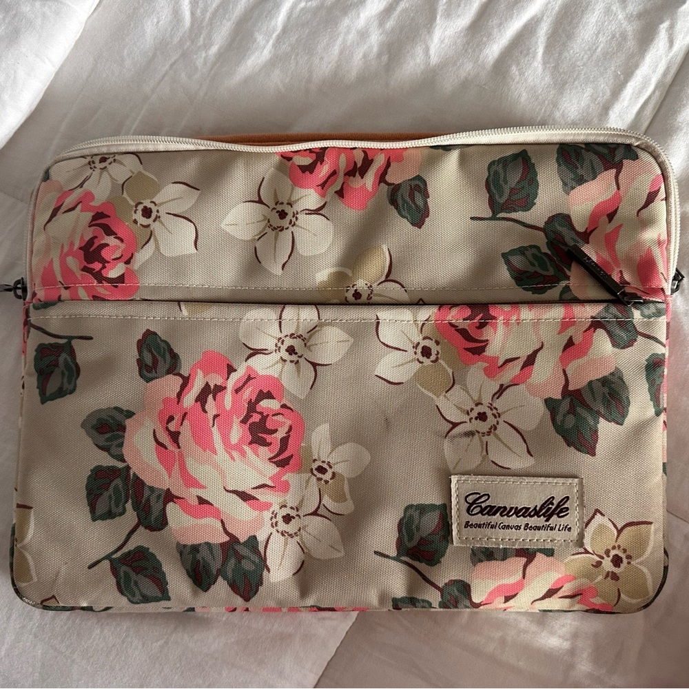 Floral Laptop Sleeve - Pink and Cream